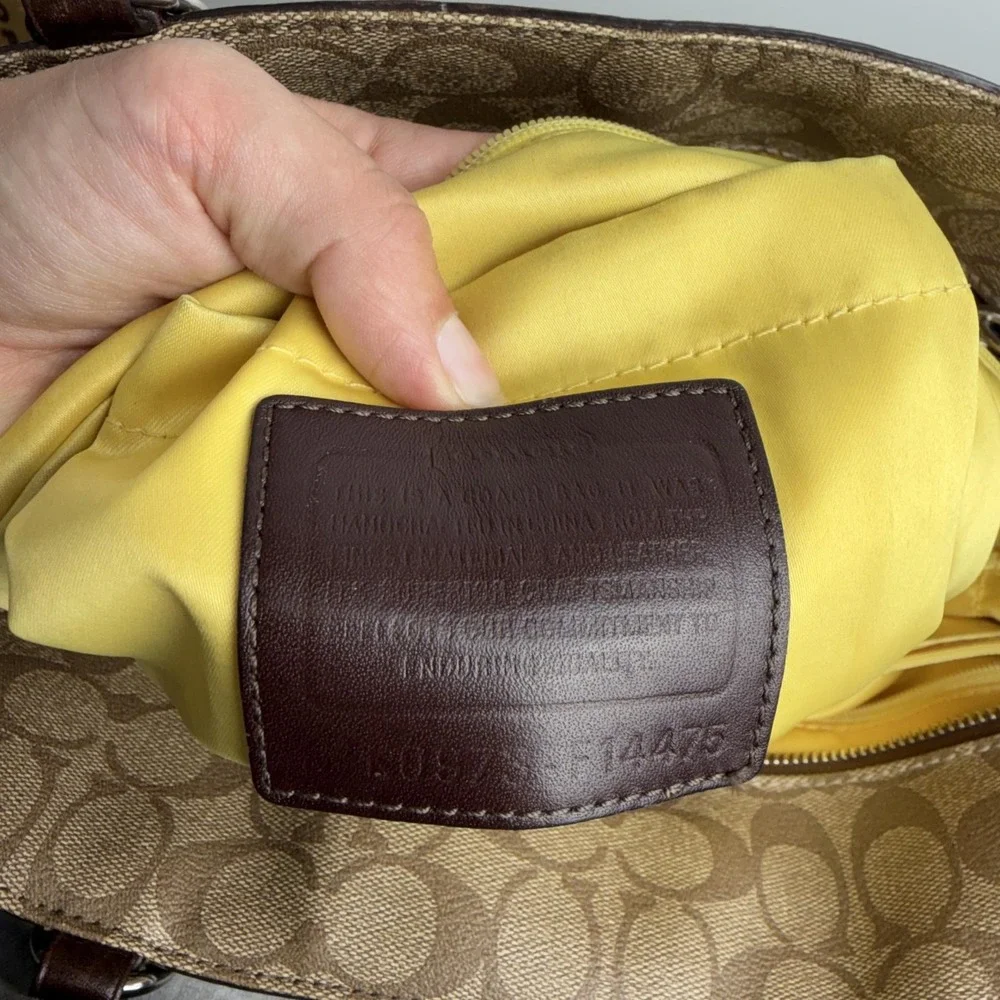 Coach Signature Stripe Diaper Bag Tote Brown Canvas Large Changing Pad